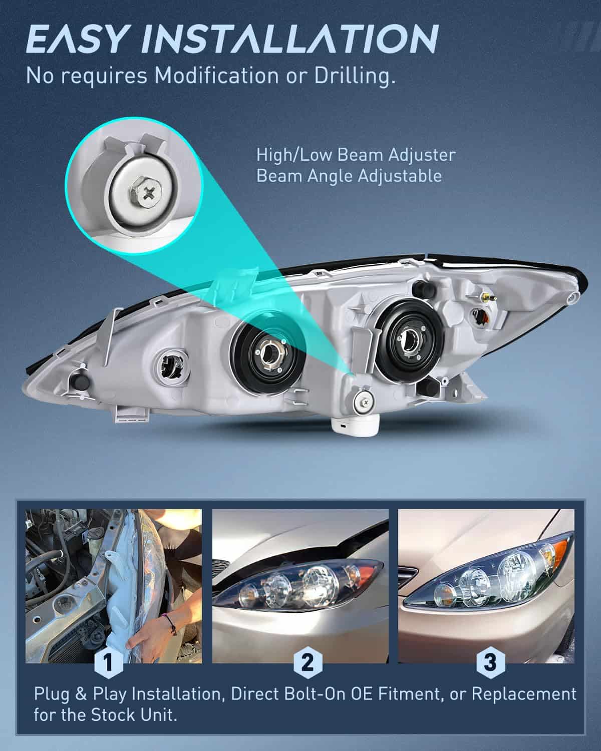 Conjunto de Faros Nilight Compatible con Toyota Camry LE - Imagen 9