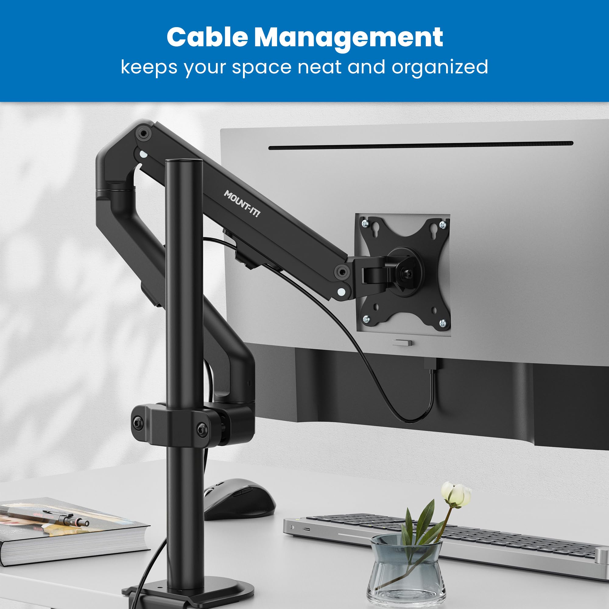 Brazo de monitor único Mount-It! para montaje en pared o - Imagen 6