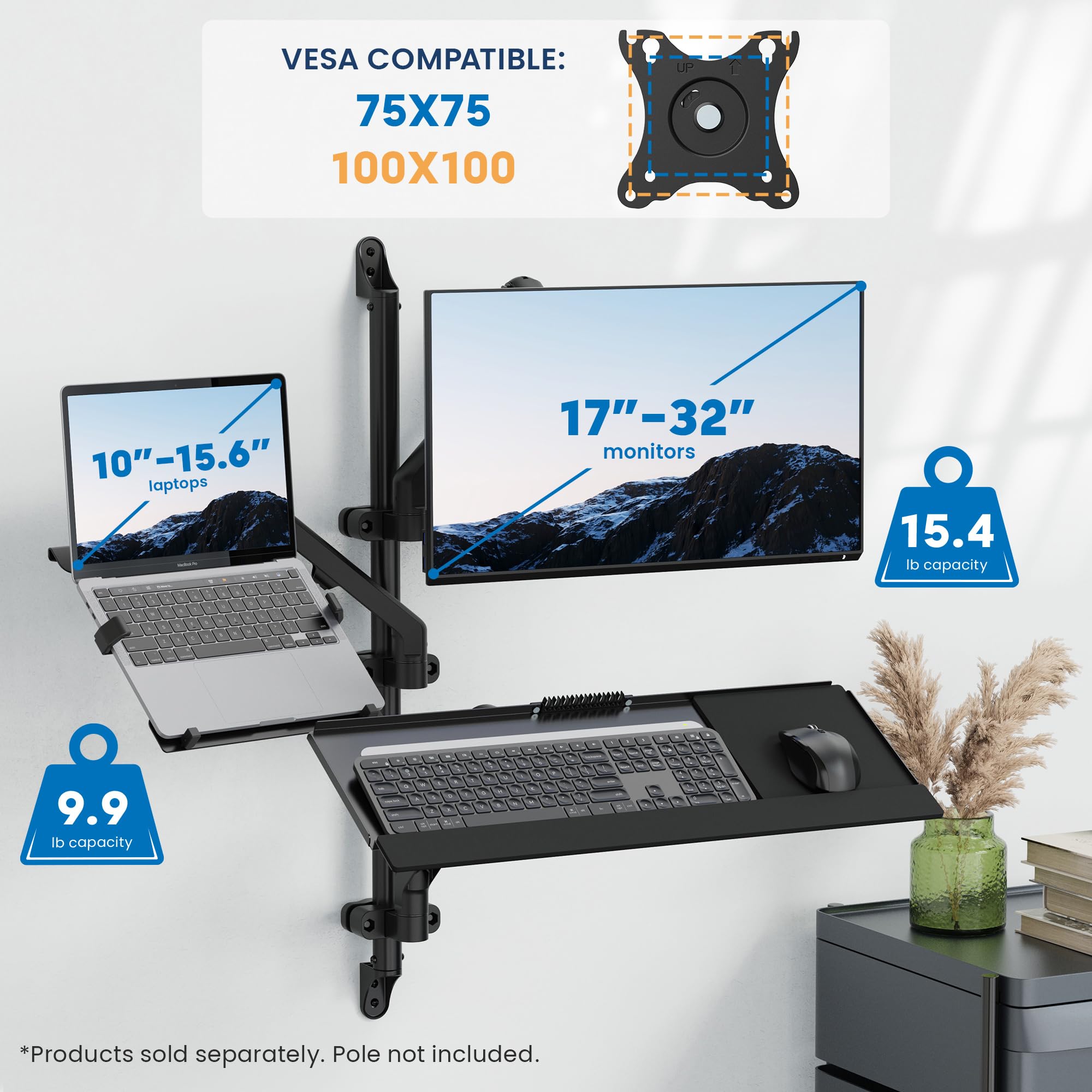 Brazo de monitor único Mount-It! para montaje en pared o - Imagen 8
