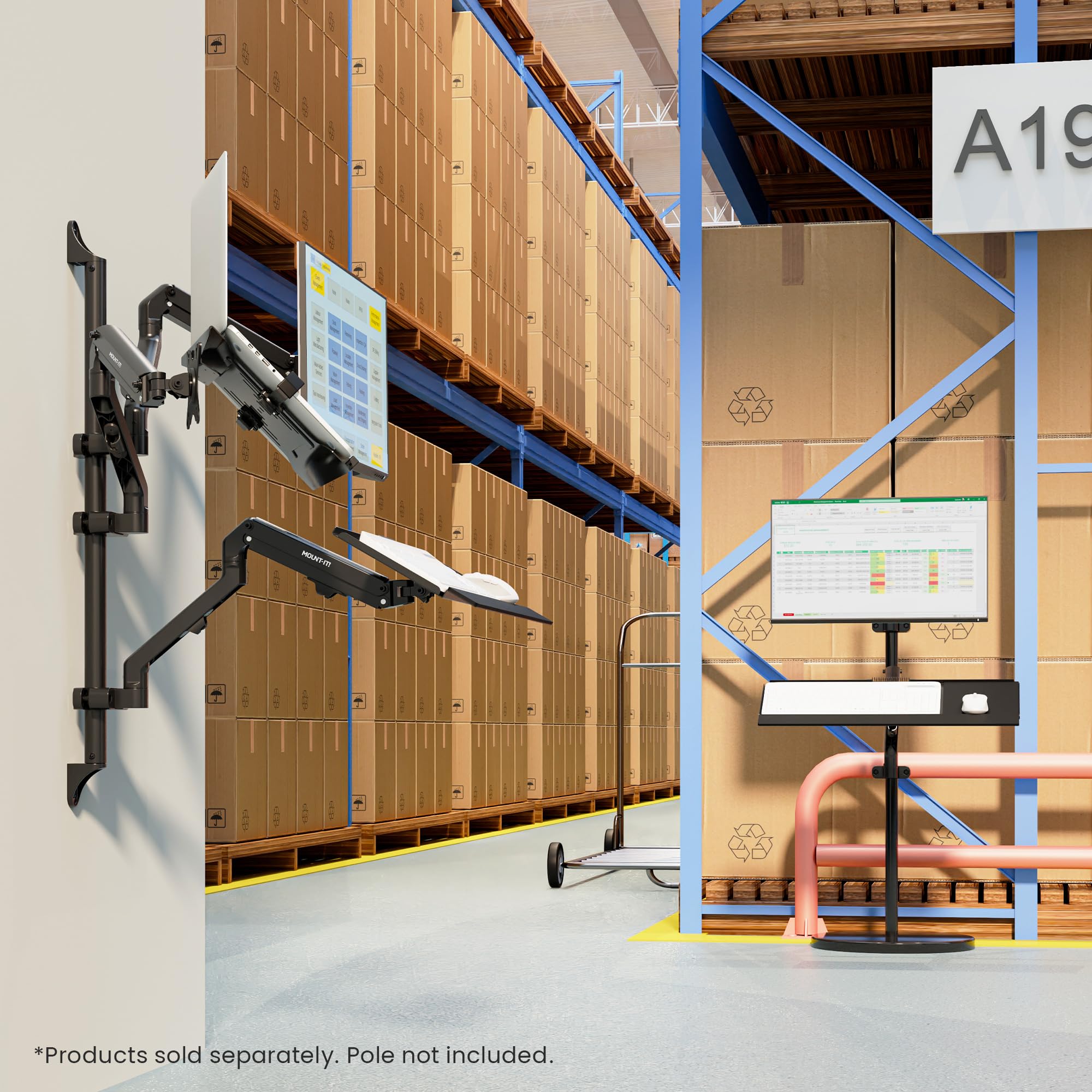 Brazo de monitor único Mount-It! para montaje en pared o - Imagen 9