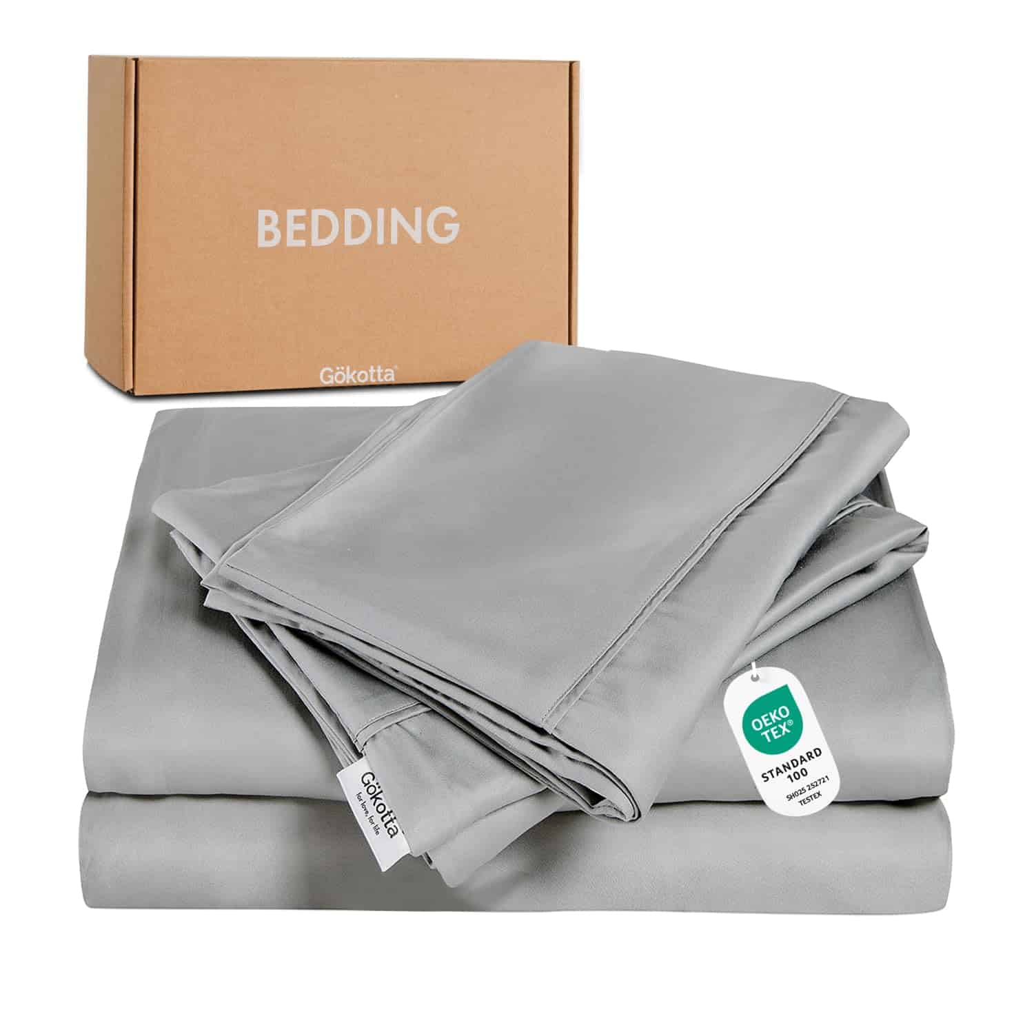 Juego de sábanas de lujo King Size GOKOTTA, 4 -Gris