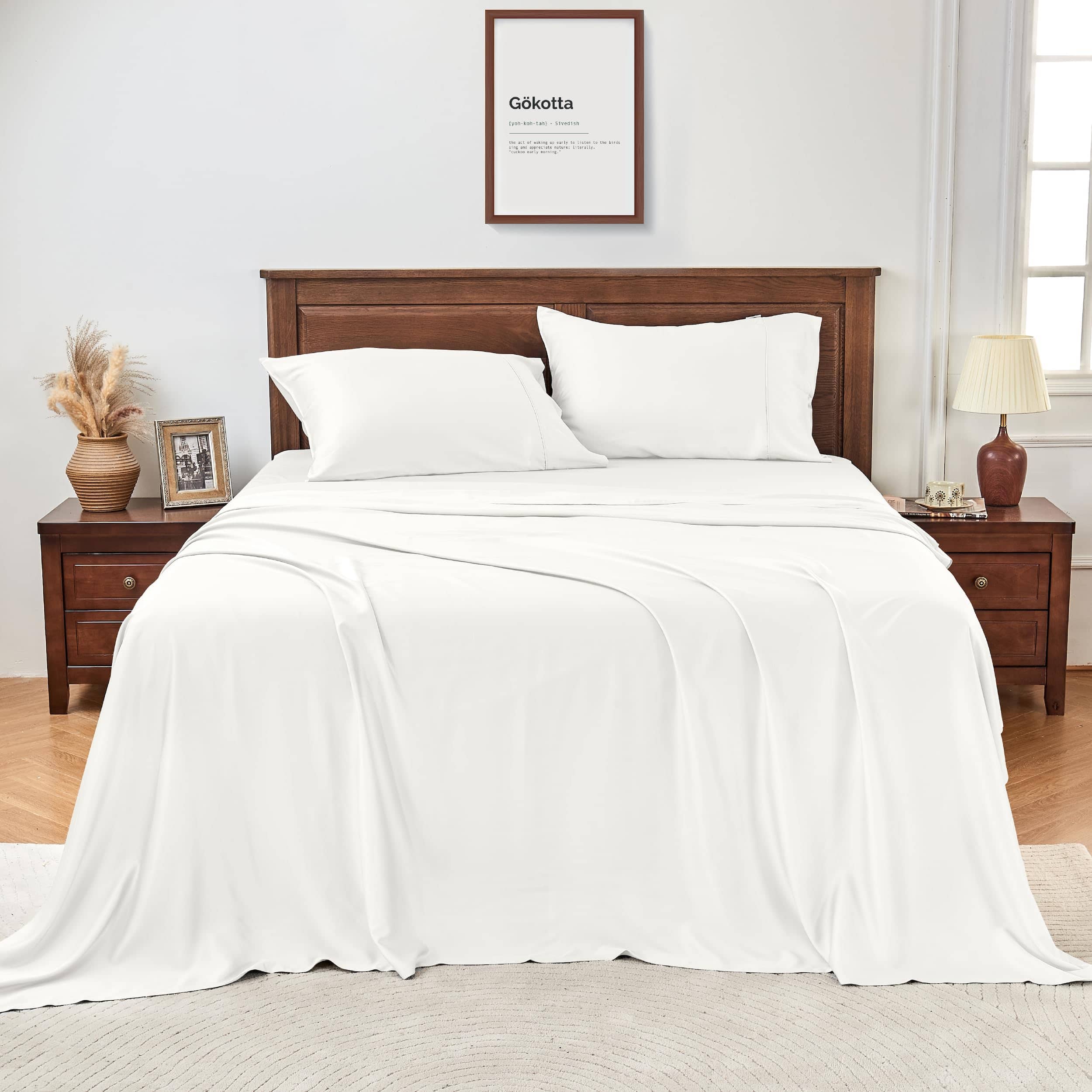 Juego de sábanas de lujo tamaño King de GOKOTTA 4 piezas,