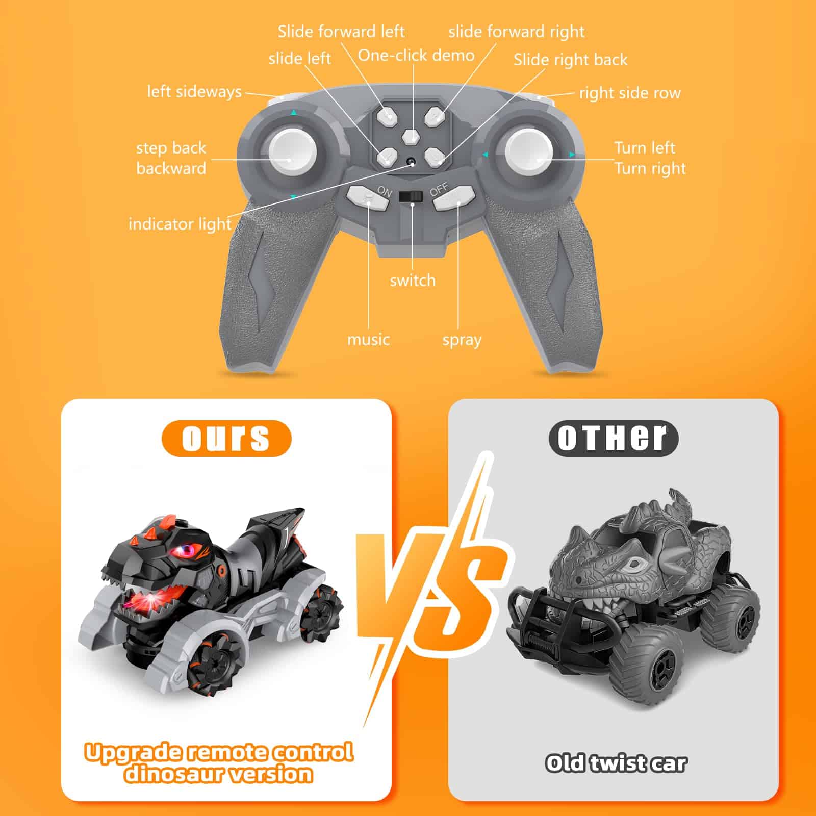 Coche de control remoto de dinosaurios, juguetes de - Imagen 6