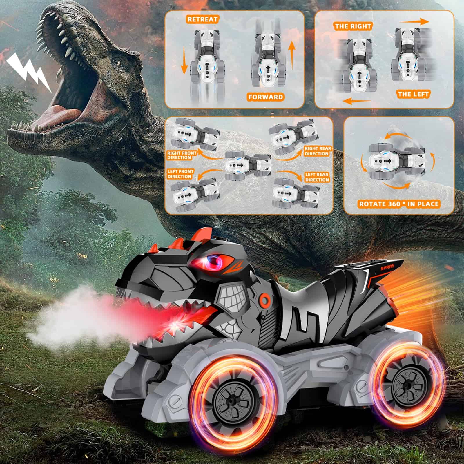 Coche de control remoto de dinosaurios, juguetes de - Imagen 5