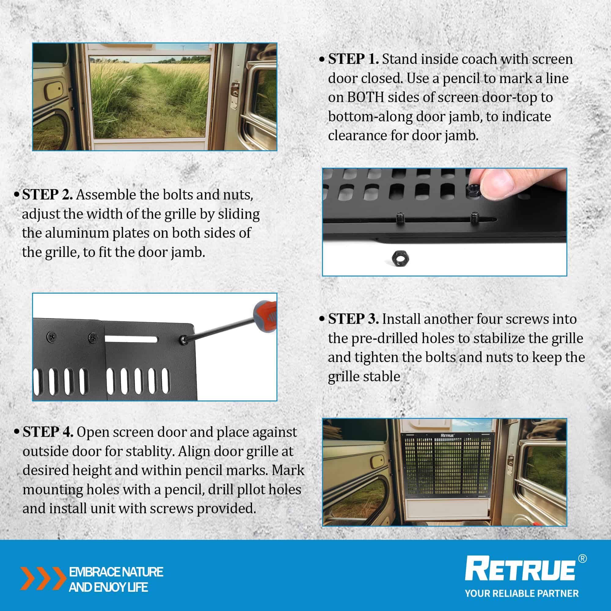 RETRUE Reja de puerta de pantalla para RV Ajustable de 22" - Imagen 7