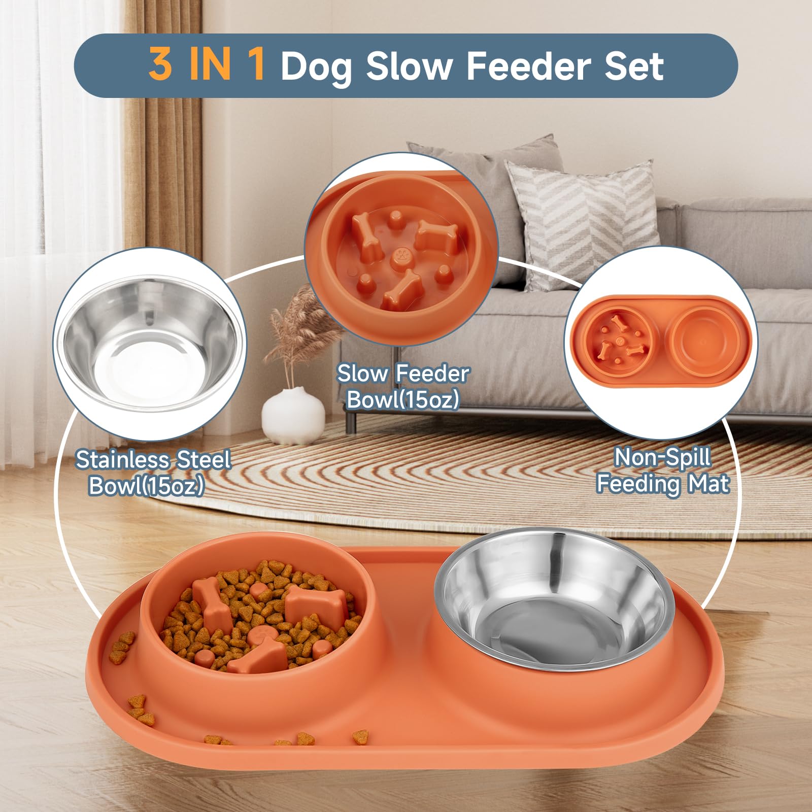Juego de tazones comederos para perros Leimaq Slow Feeder, - Imagen 3