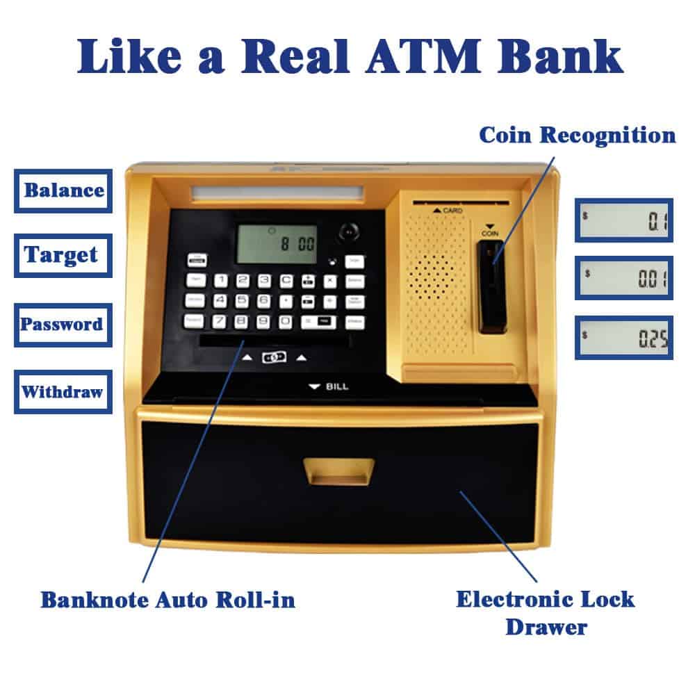 ATMBnk Hucha Interactiva ATM para Niños, Juguetes Seguros - Imagen 3