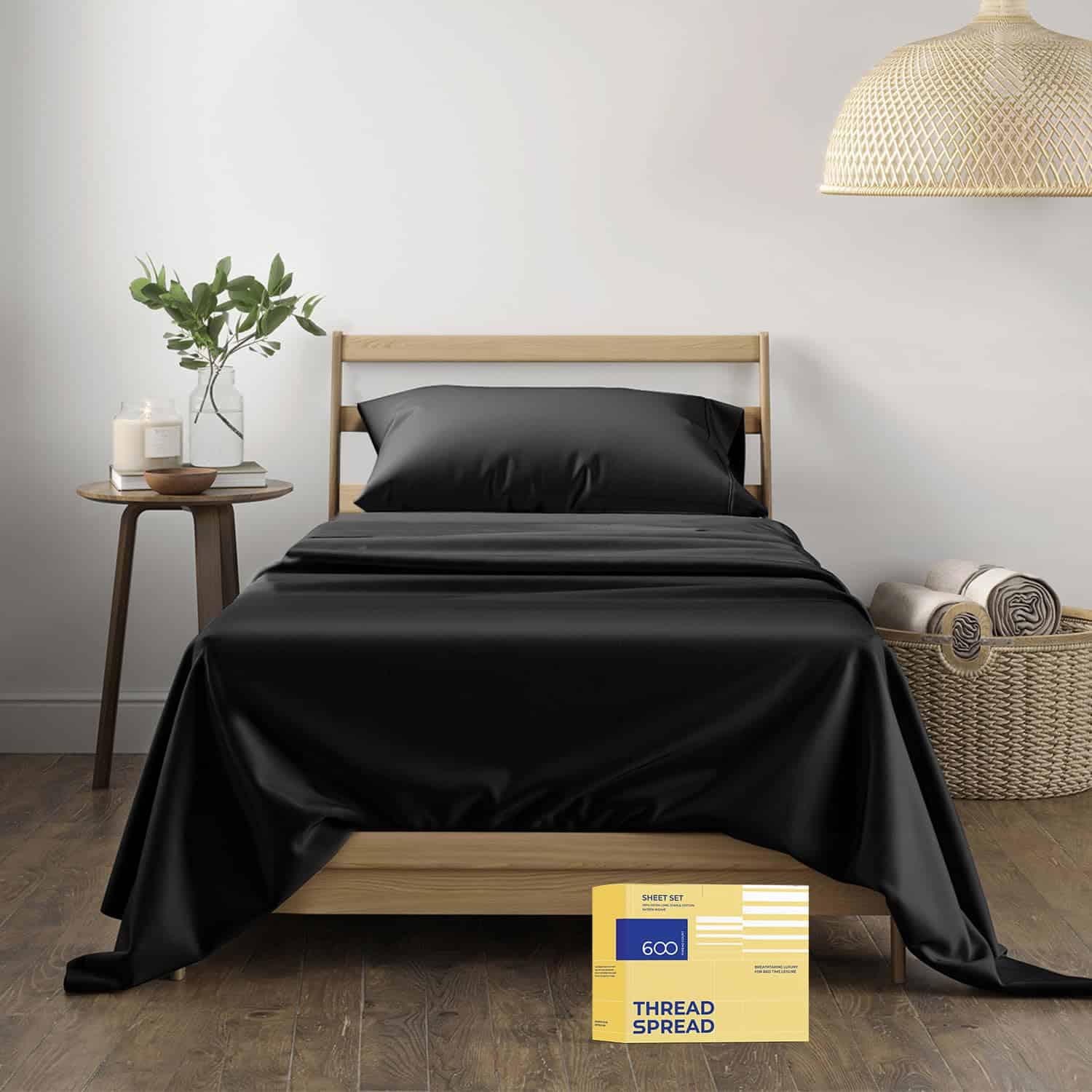 Juego de sábanas 100% algodón egipcio para individual -