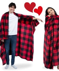 Manta Portátil para Adultos con Mangas -Rojo a Cuadros Buffa