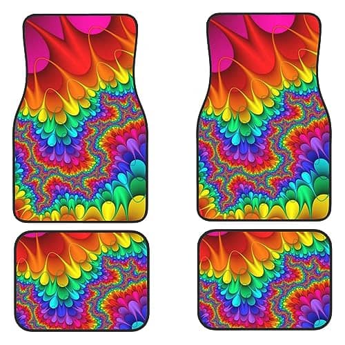 Juego de 4 tapetes para automóvil Foruidec Rainbow Abstract