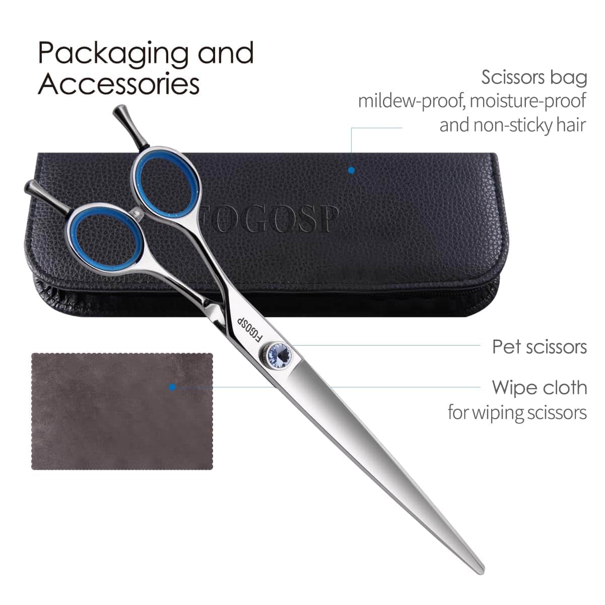 Tijeras de Peluquería para Perros Zurdas Rectas de 8.0'' de - Imagen 8