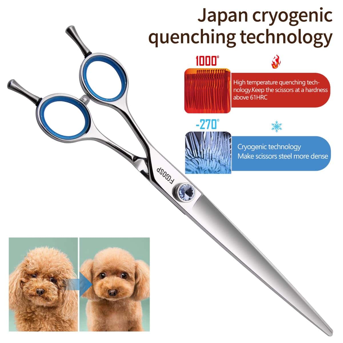 Tijeras de Peluquería para Perros Zurdas Rectas de 8.0'' de - Imagen 5