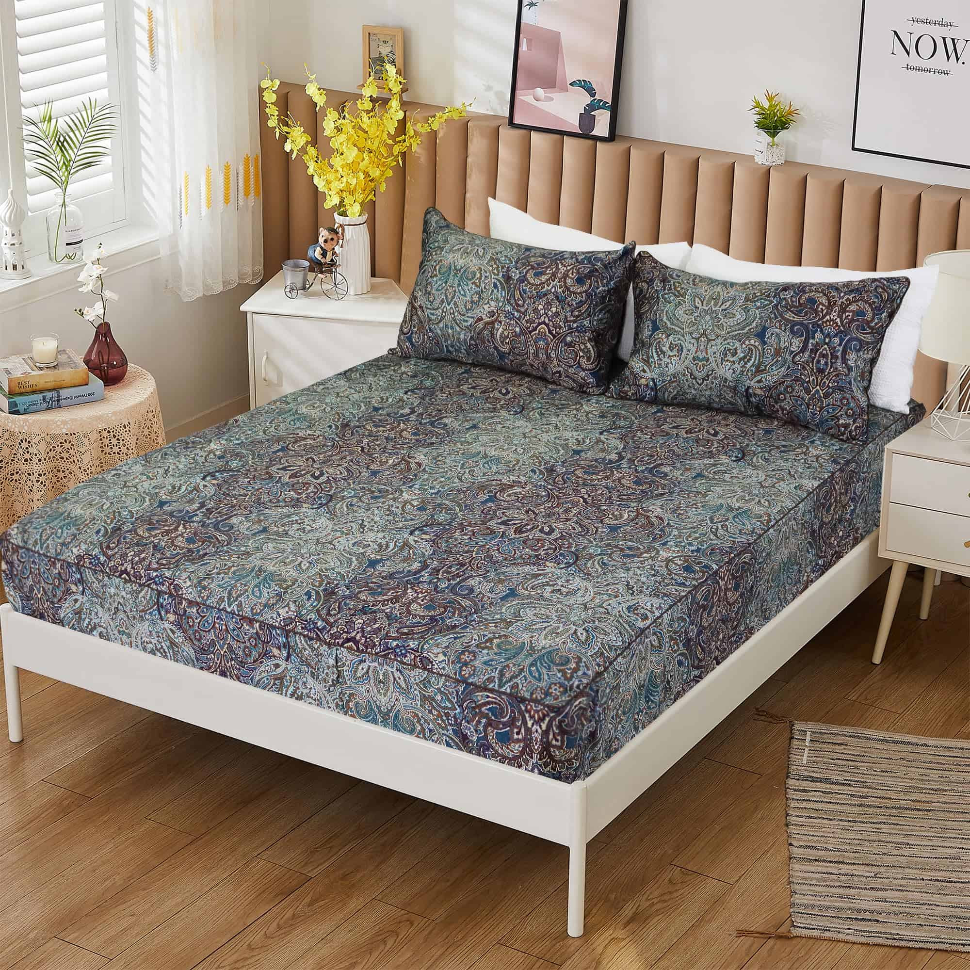 Juego de Ropa de Cama Vintage Azul Paisley -Azul Marino Oscu - Imagen 8