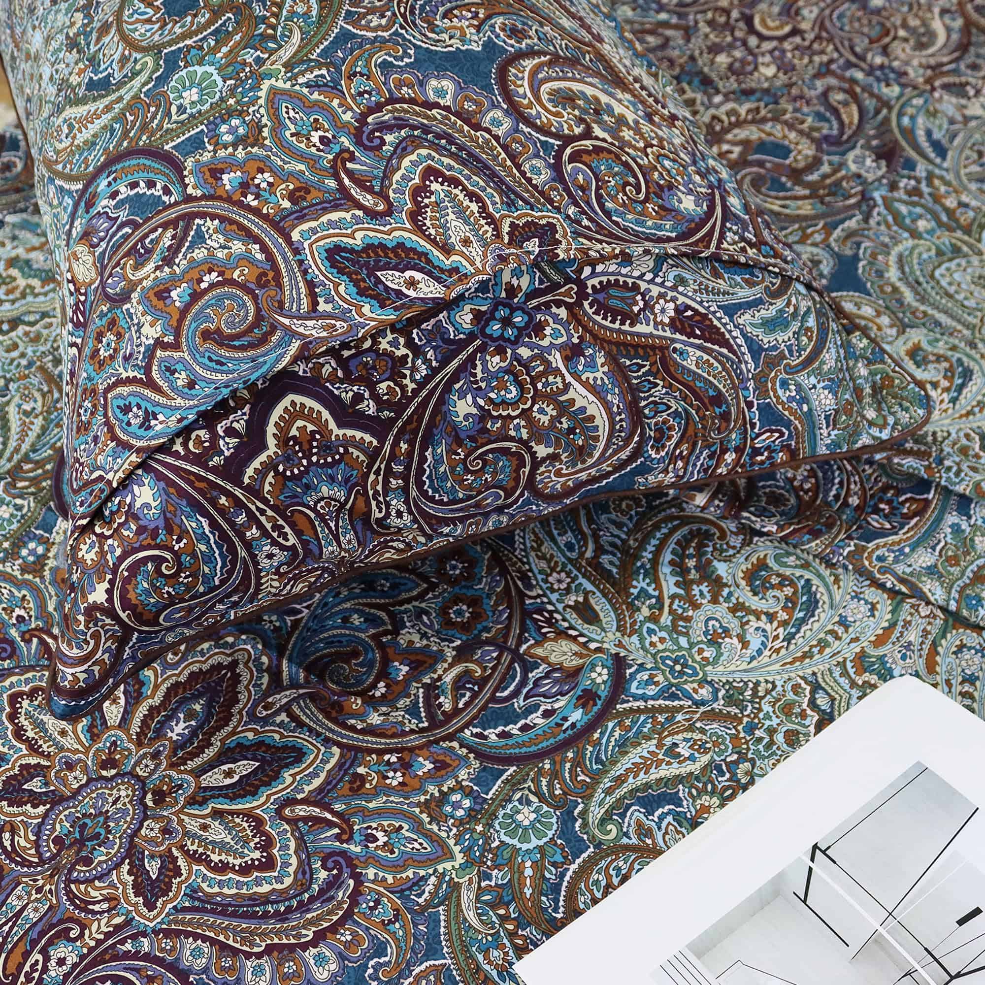 Juego de Ropa de Cama Vintage Azul Paisley -Azul Marino Oscu - Imagen 10