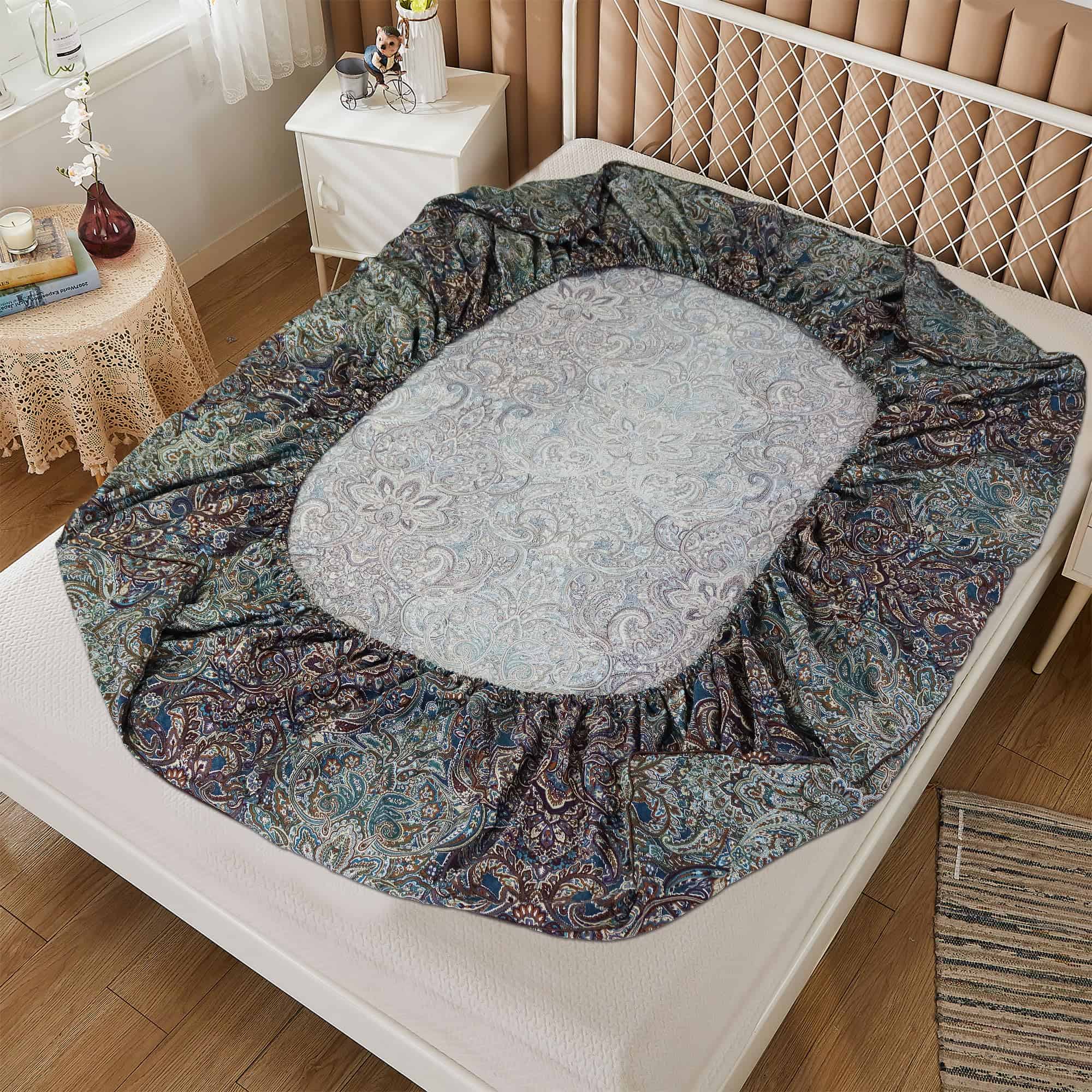 Juego de Ropa de Cama Vintage Azul Paisley -Azul Marino Oscu - Imagen 9