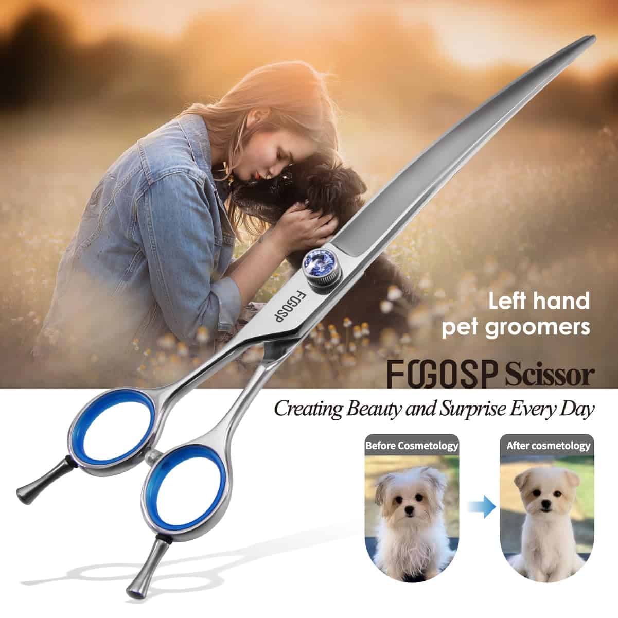 Tijeras de Peluquería para Perros Zurdos Curvas de 7.5 - Imagen 8