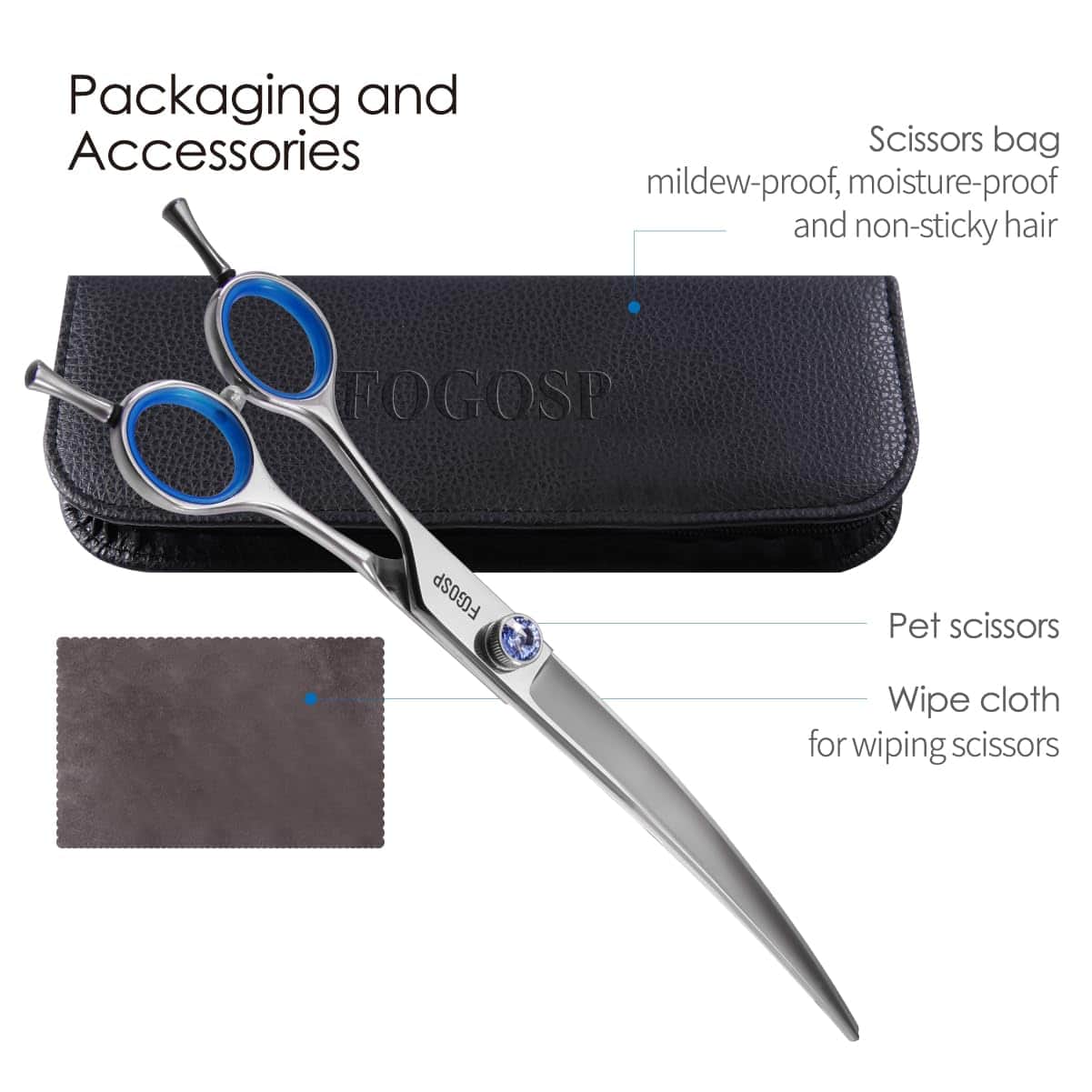 Tijeras de Peluquería para Perros Zurdos Curvas de 7.5 - Imagen 9