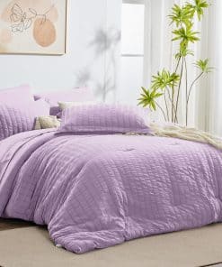 Set de Edredón CozyLux King Seersucker con Sabanas Morado