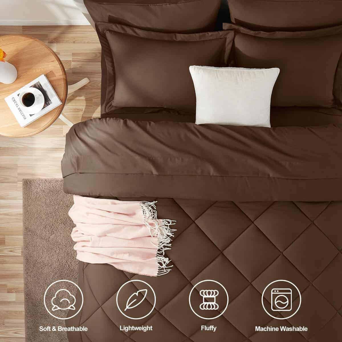 Juego de Edredón Completo CozyLux con Sábanas 7 -Marrón - Imagen 3