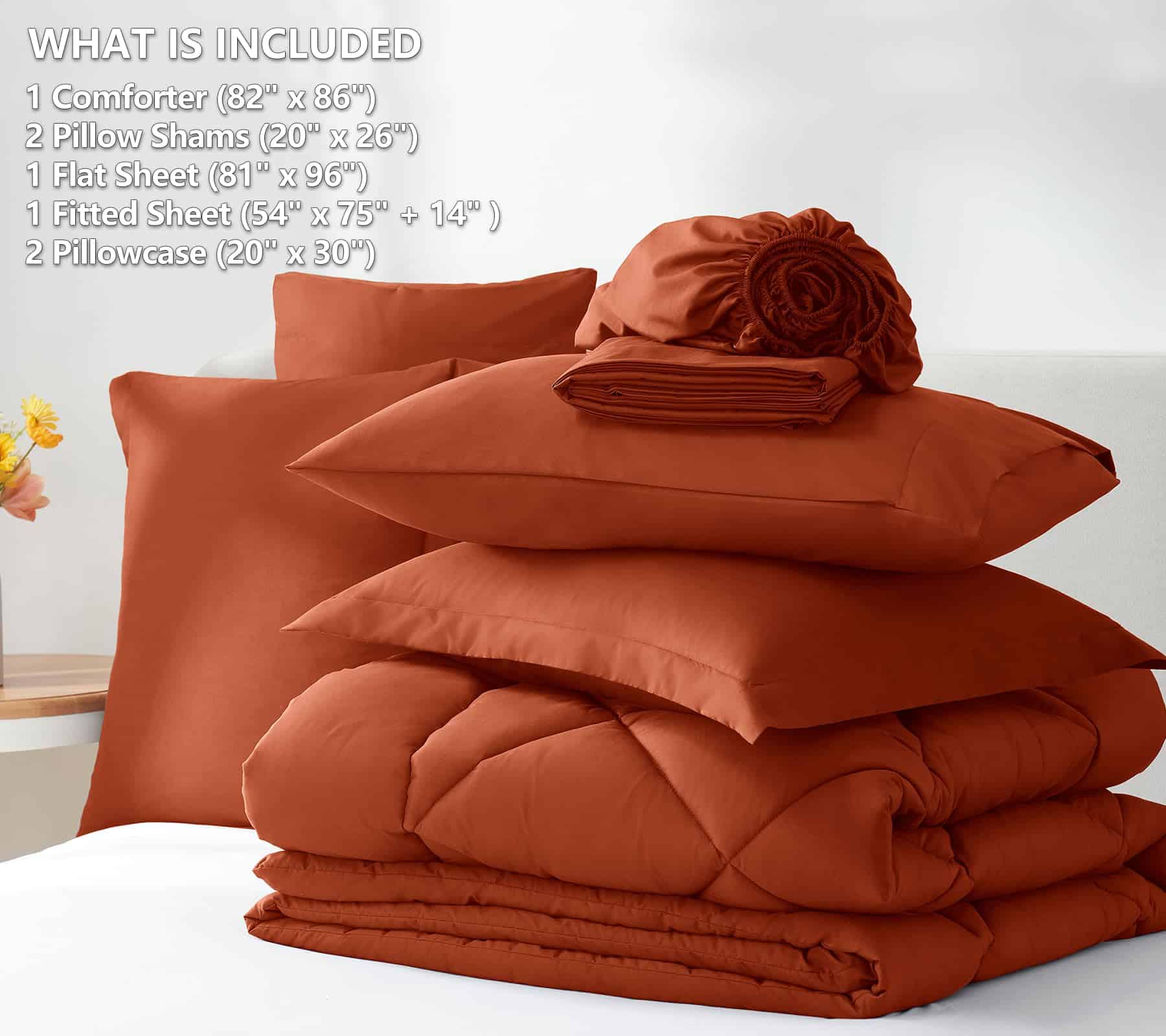 Juego de Edredón Completo CozyLux con -Naranja Quemado - Imagen 7