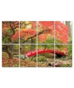 Paneles Acústicos de Arte, Hermoso Puente Rojo de Jardín