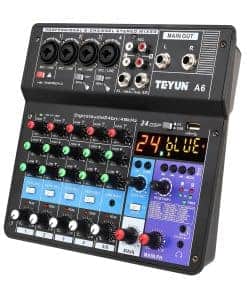 TEYUN Mezclador Profesional Portátil de 6 Canales Consola