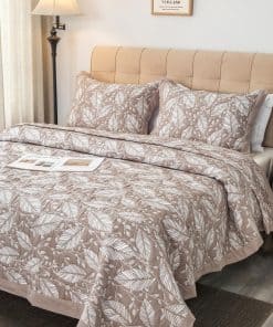Juego de Colcha Reversible para Cama, Natural Crepe Leaf