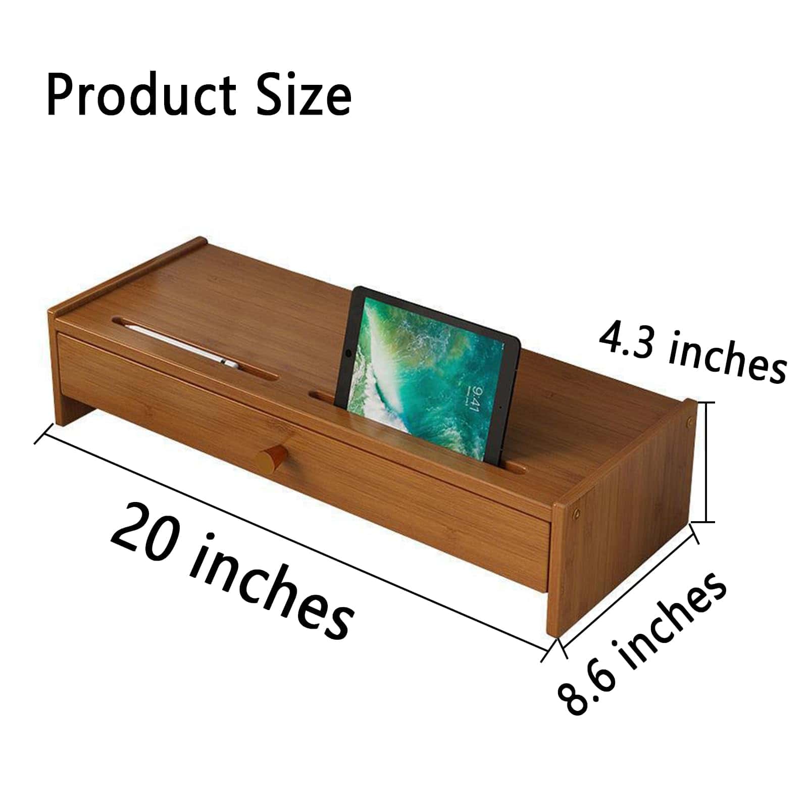 Elevador de monitor de pie, Elevador de monitor de bambú, - Imagen 6