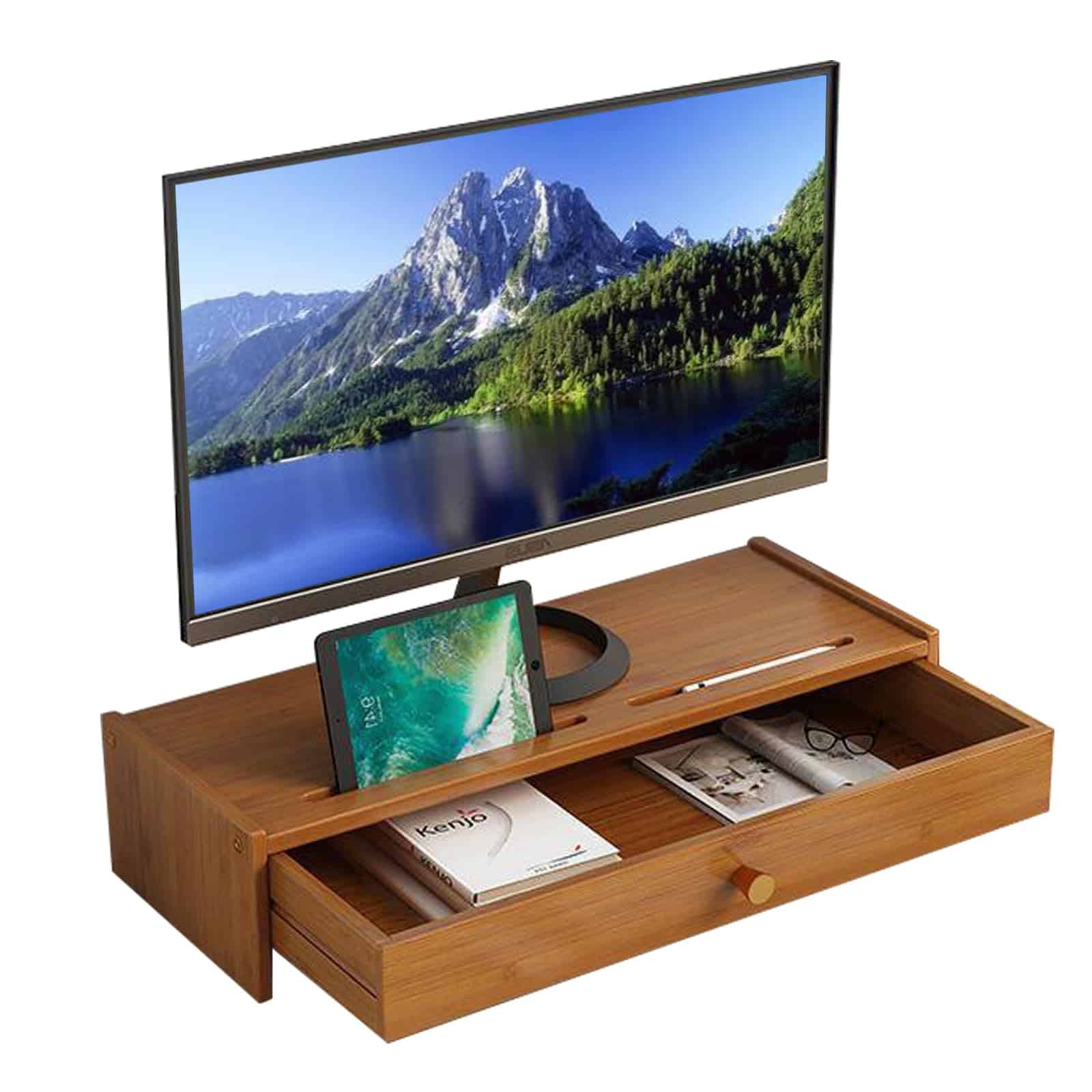 Elevador de monitor de pie, Elevador de monitor de bambú,