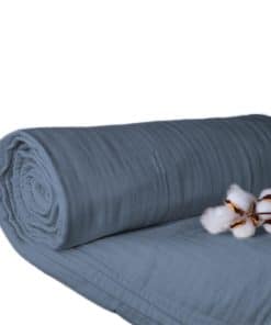 Manta de Muselina de Algodón Orgánico 100% -Azul Pacífico