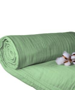 Manta de muselina de algodón orgánico 100% -Verde Salvia