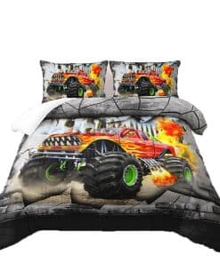 Juego de Ropa de Cama de Camión Monstruo de Fuego 3D para
