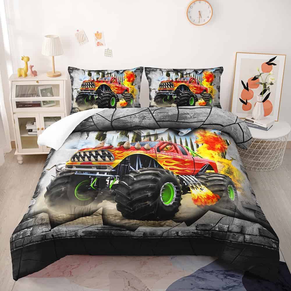 Juego de Ropa de Cama de Camión Monstruo de Fuego 3D para - Imagen 3