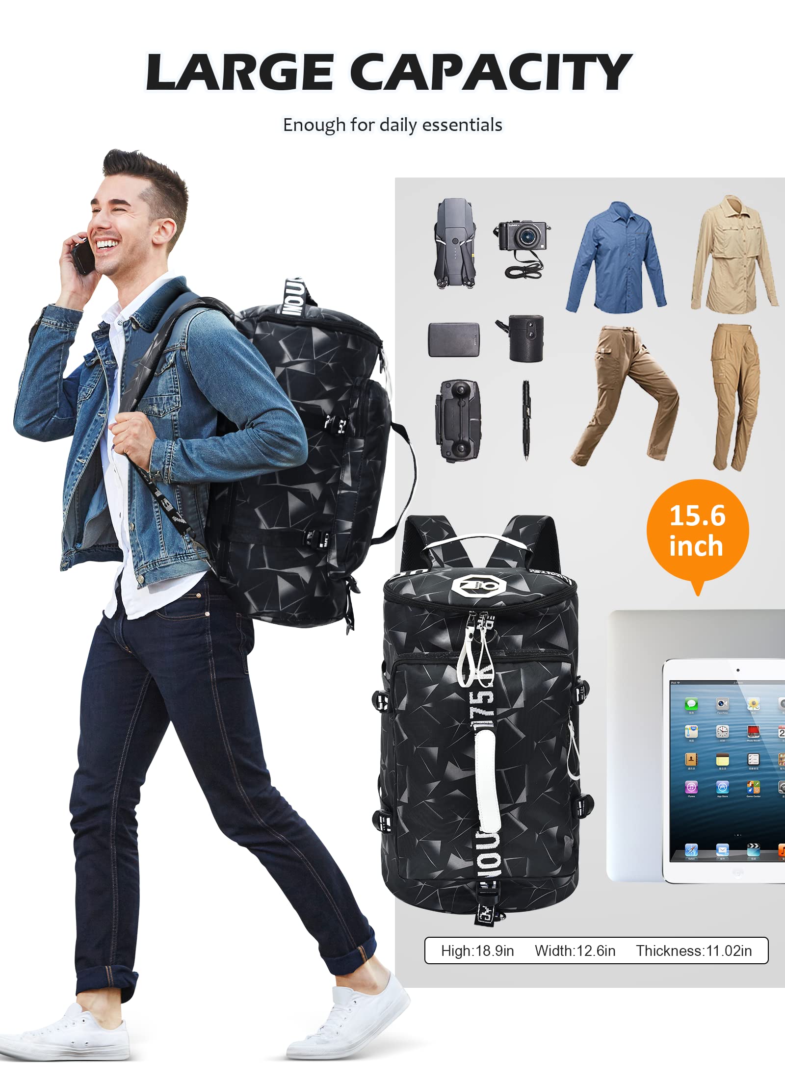 Bolso Deportivo Mochila Bolsa de Viaje Impermeable para - Imagen 7