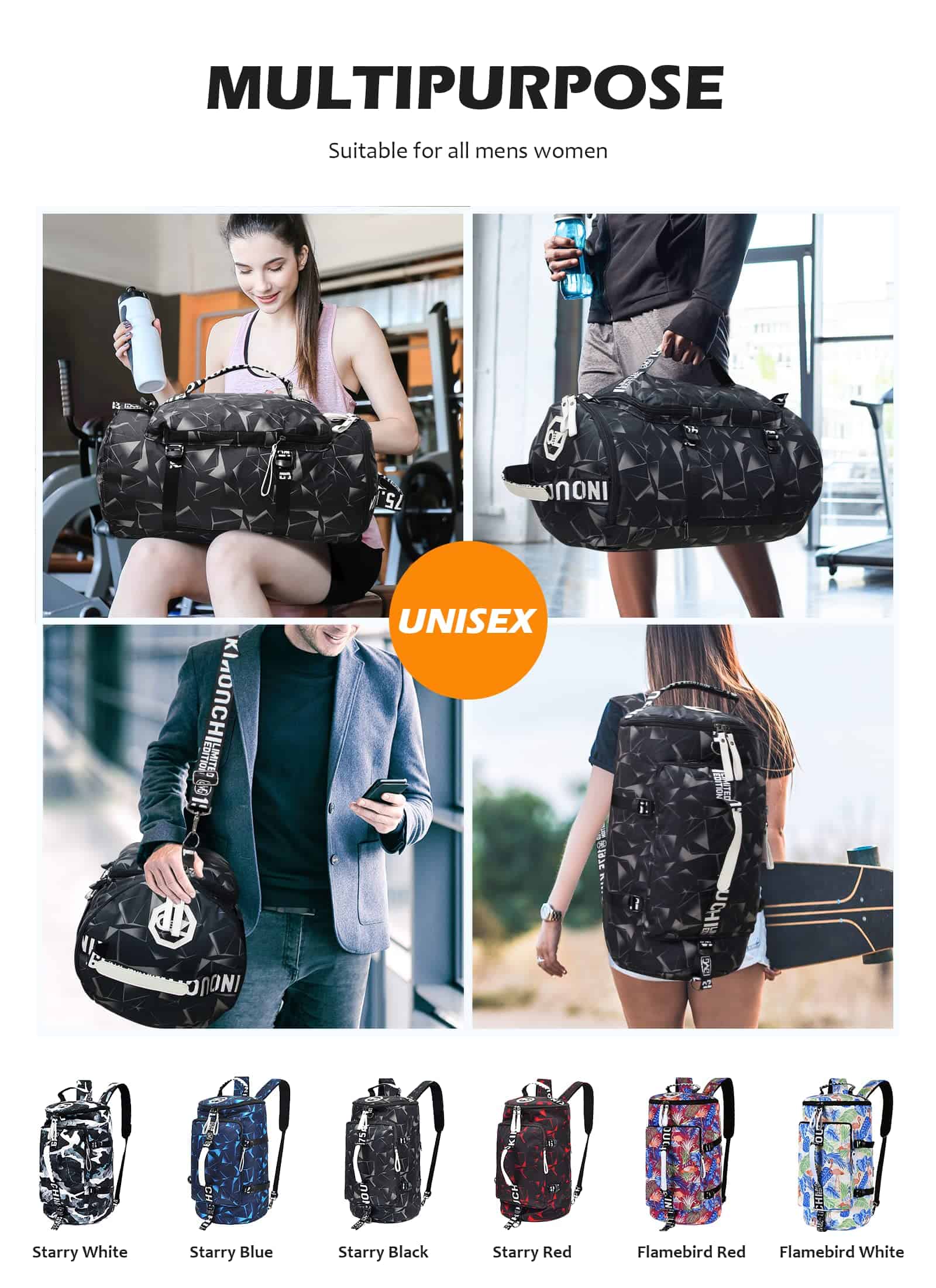 Bolso Deportivo Mochila Bolsa de Viaje Impermeable para - Imagen 8