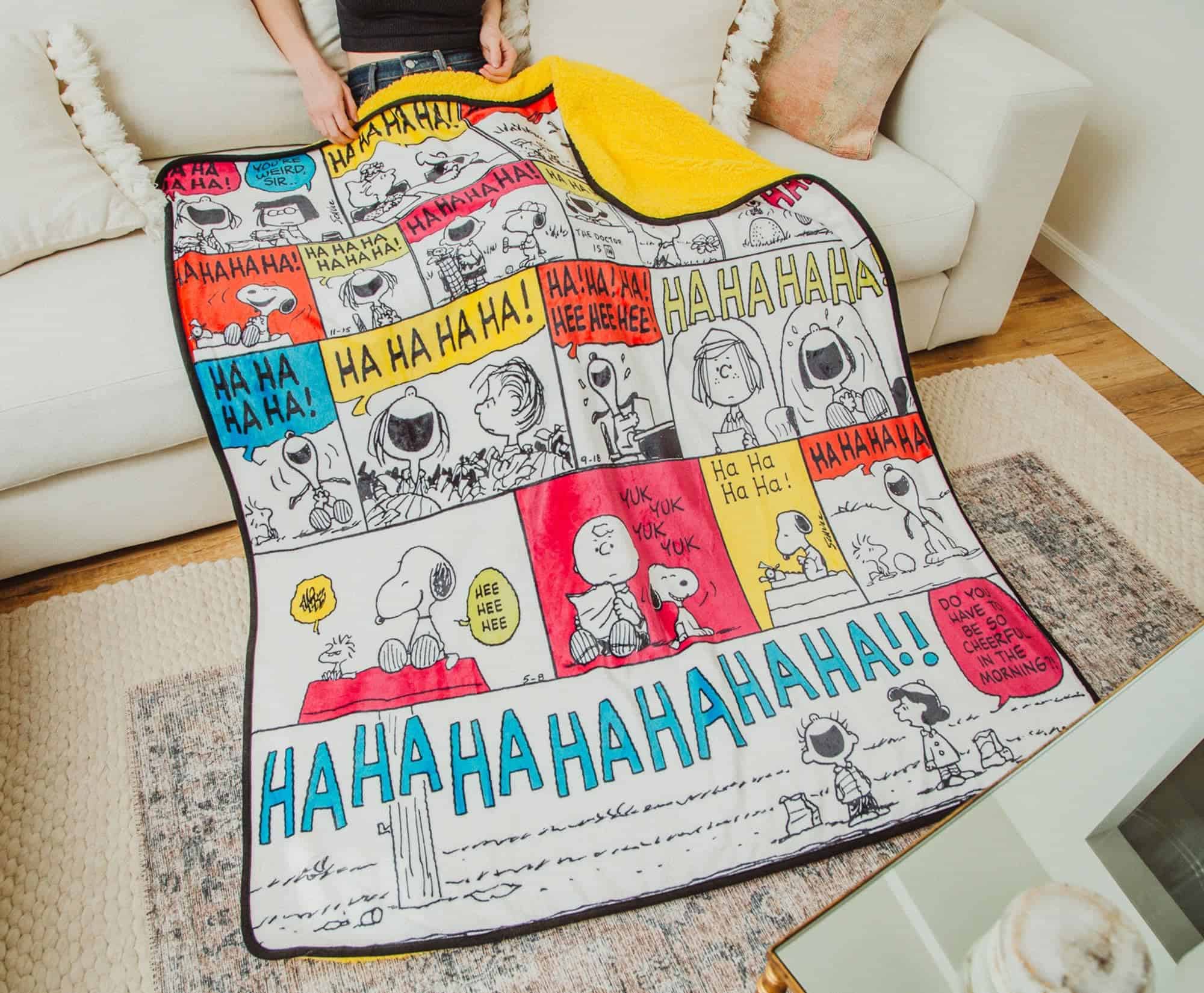Manta Sherpa "Ha Ha Ha" con paneles de tiras cómicas de - Imagen 6