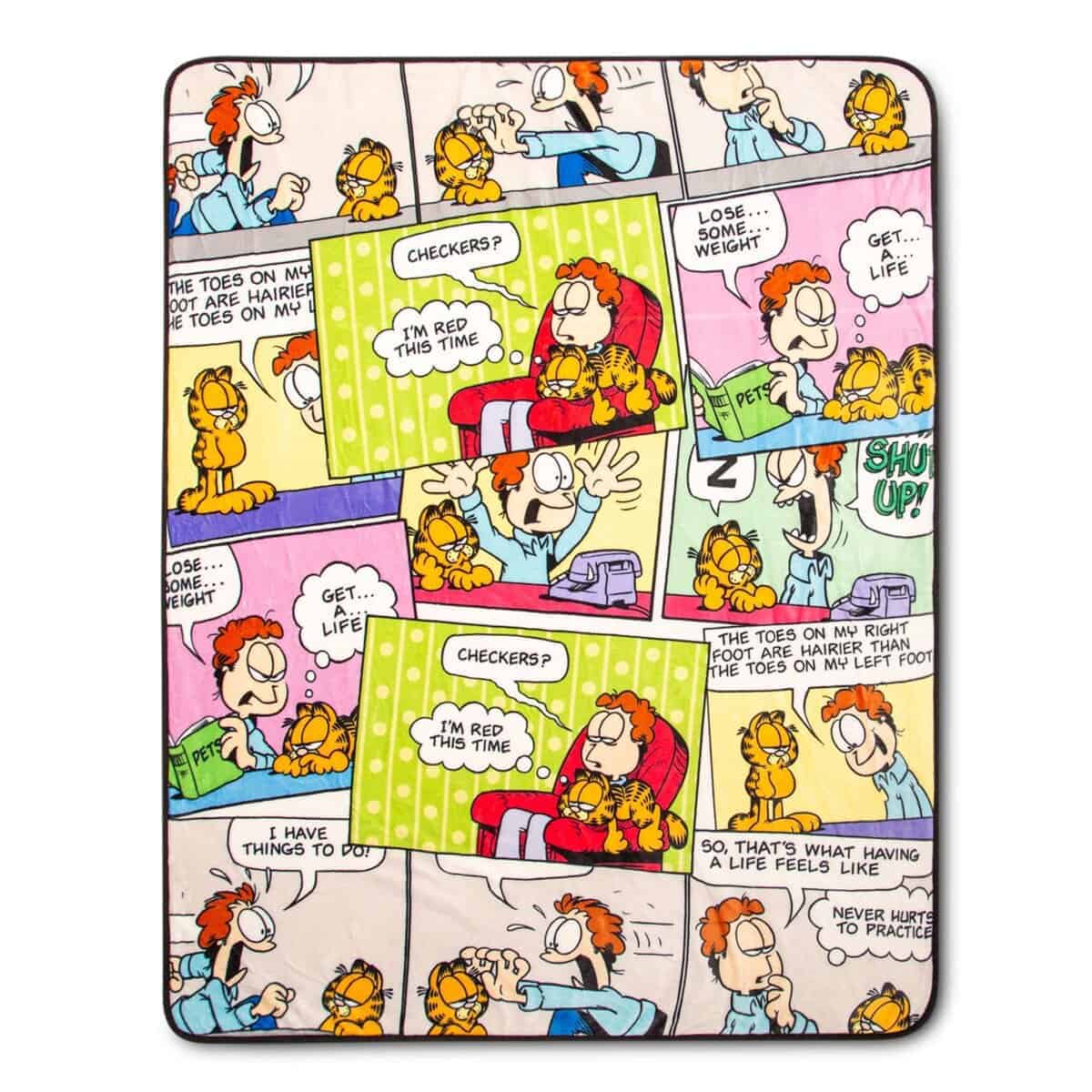 Manta de Franela Sherpa Garfield and Jon Comic Strip Panels