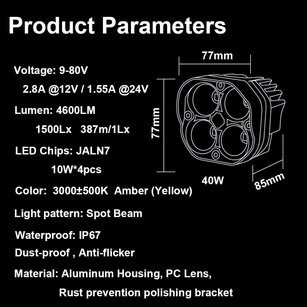 Luces LED JALN7 de 3 pulgadas 4X4 Luces de niebla ámbar - Imagen 5