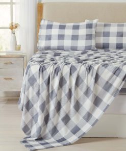 Juego de sábanas de microfleece NY Loft -Gris/Blanco