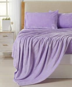 Juego de Sábanas de Micro Fleece Ultra Suave -Lila Pastel