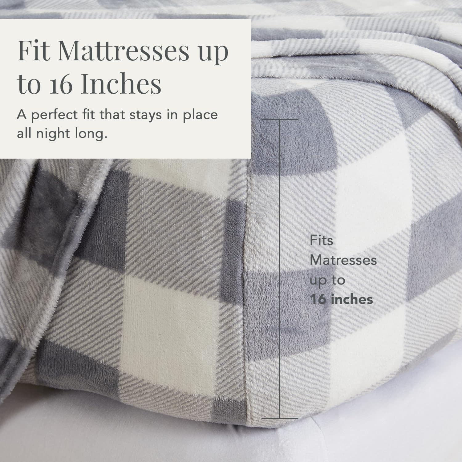 Juego de sábanas de microfleece NY Loft -Gris/Blanco - Imagen 4