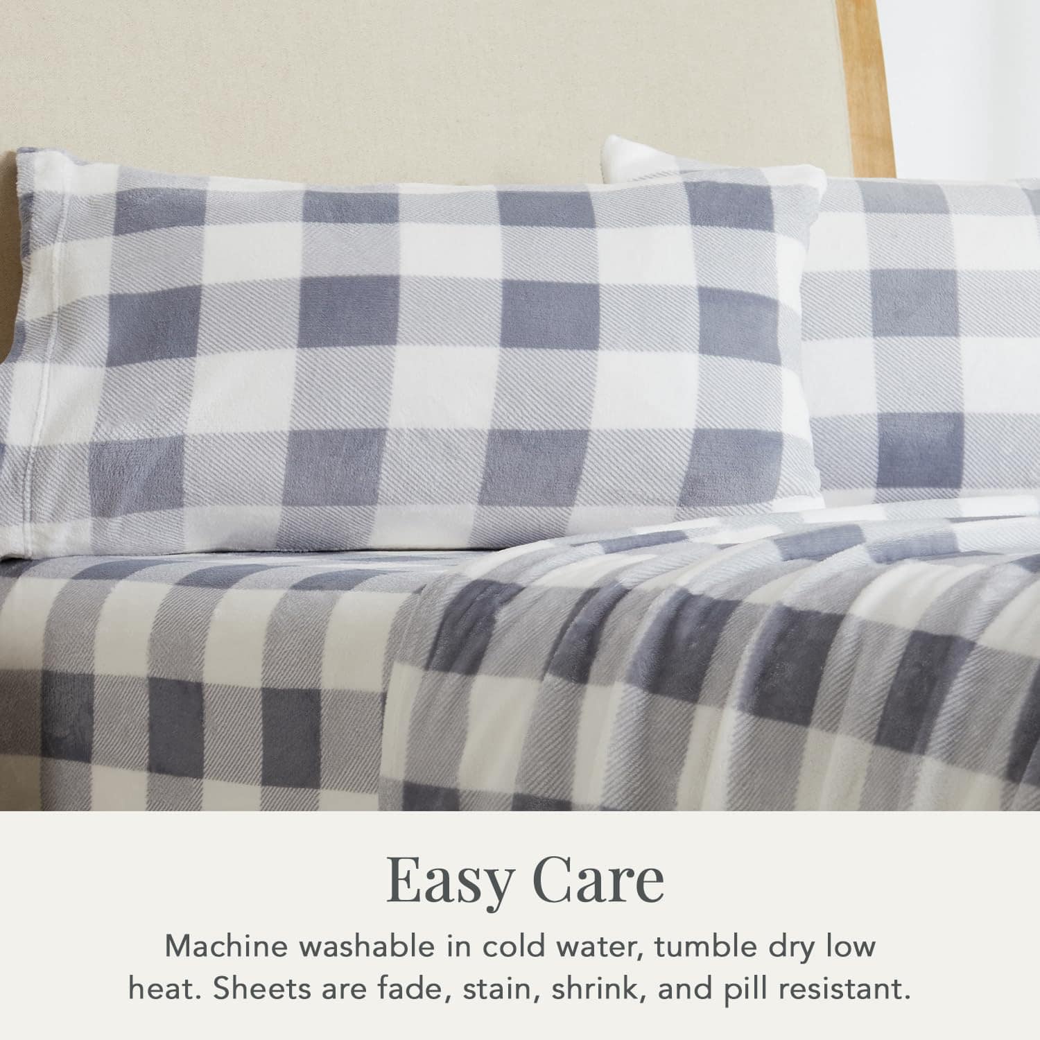 Juego de sábanas de microfleece NY Loft -Gris/Blanco - Imagen 7