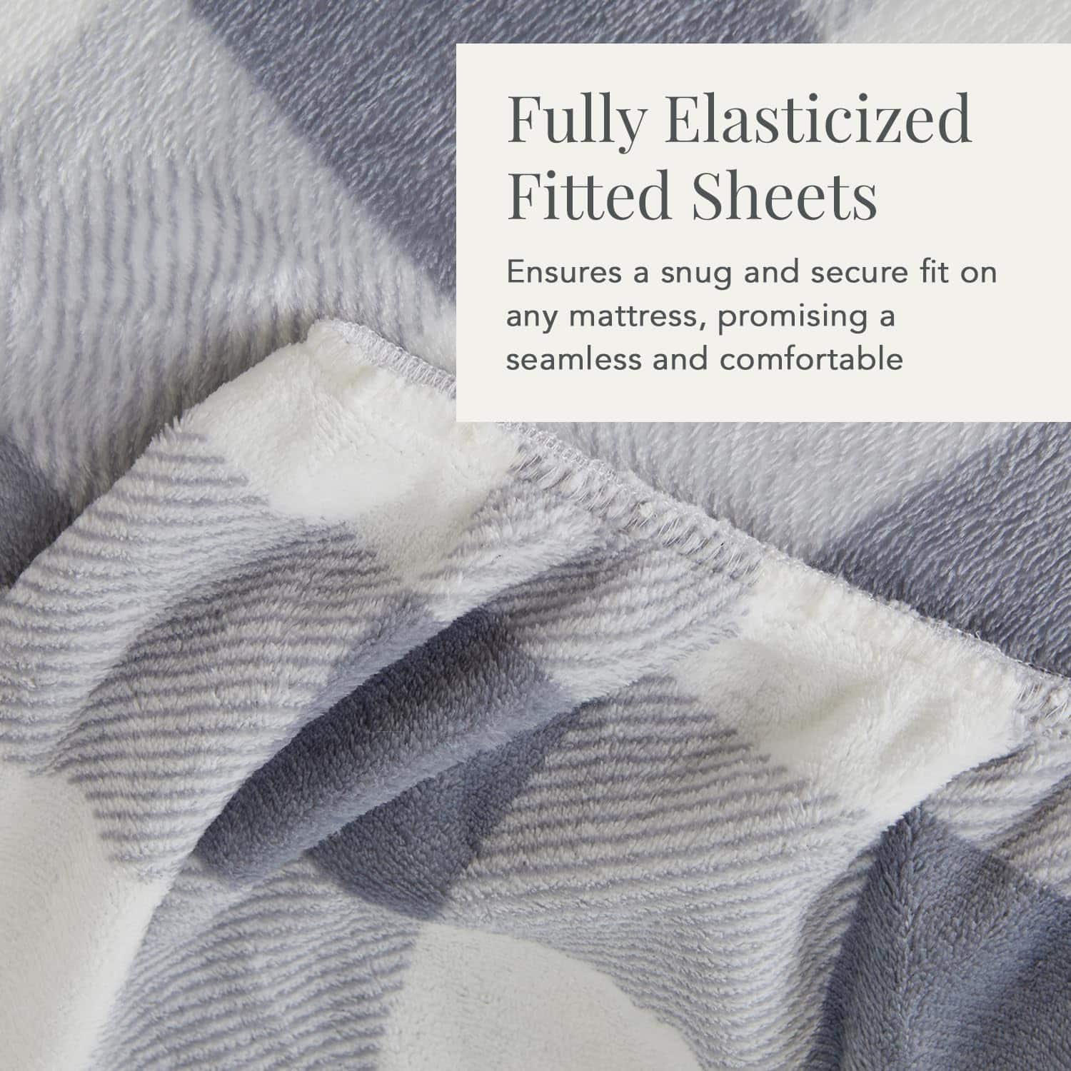 Juego de sábanas de microfleece NY Loft -Gris/Blanco - Imagen 5