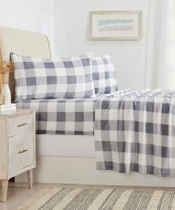 Juego de sábanas de felpa ultra suave NY Loft -Gris / Blanco