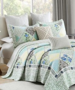 Colcha extragrande de 102x120 pulgadas - -Verde/Azul