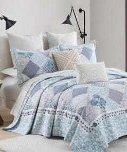 Colcha Grande Reversible de Algodón para Cama Queen, Juego