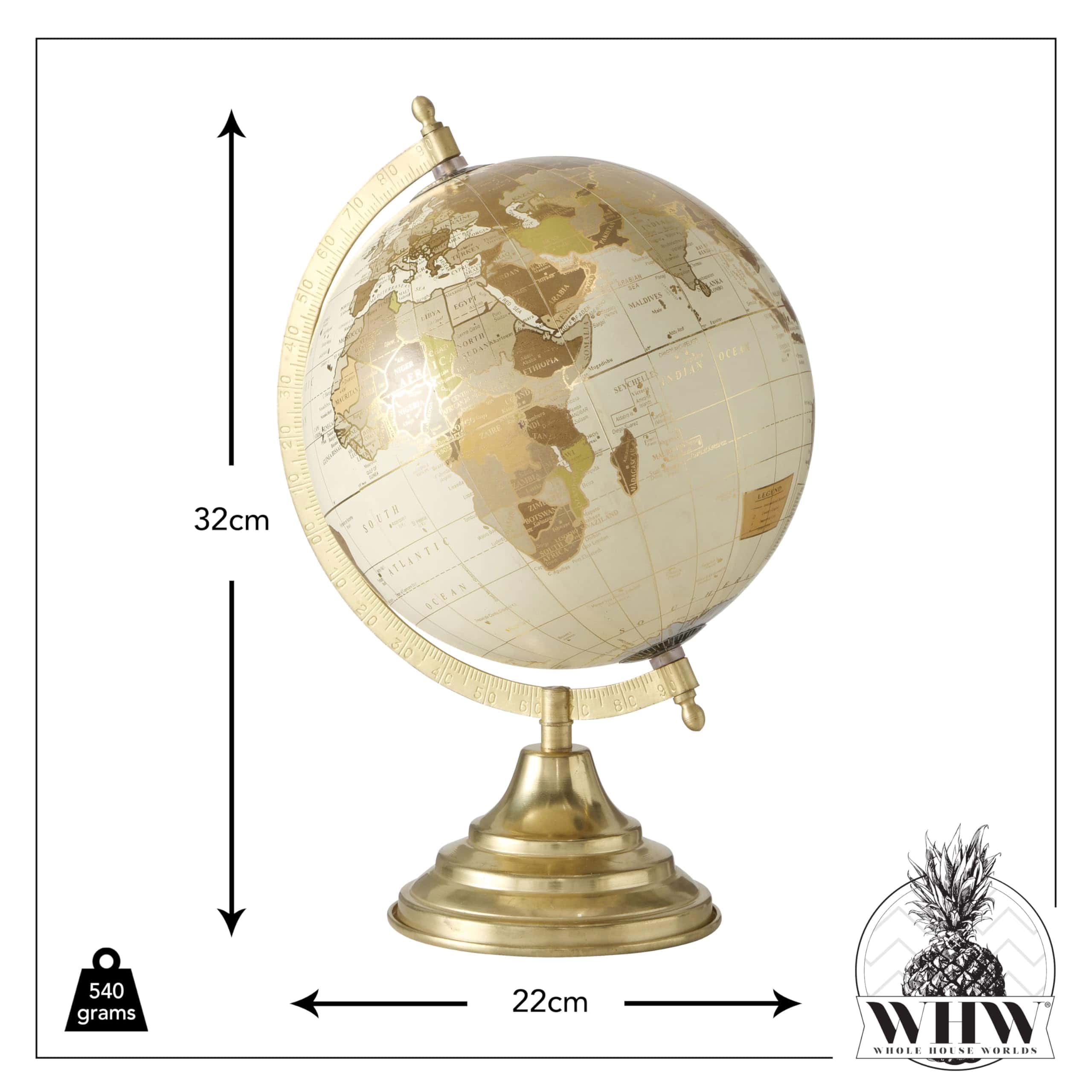 Globo de Exploradores con Detalles Incisos, Marfil, Beige - Imagen 4