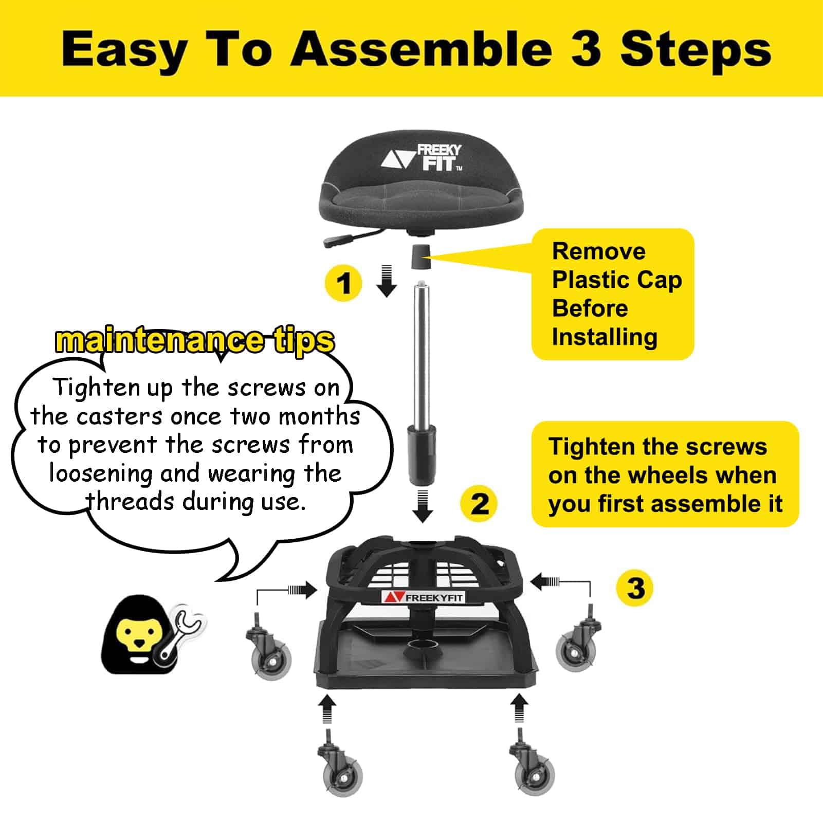 Taburete de Rodillos FreekyFit para Garaje con Ruedas, - Imagen 9