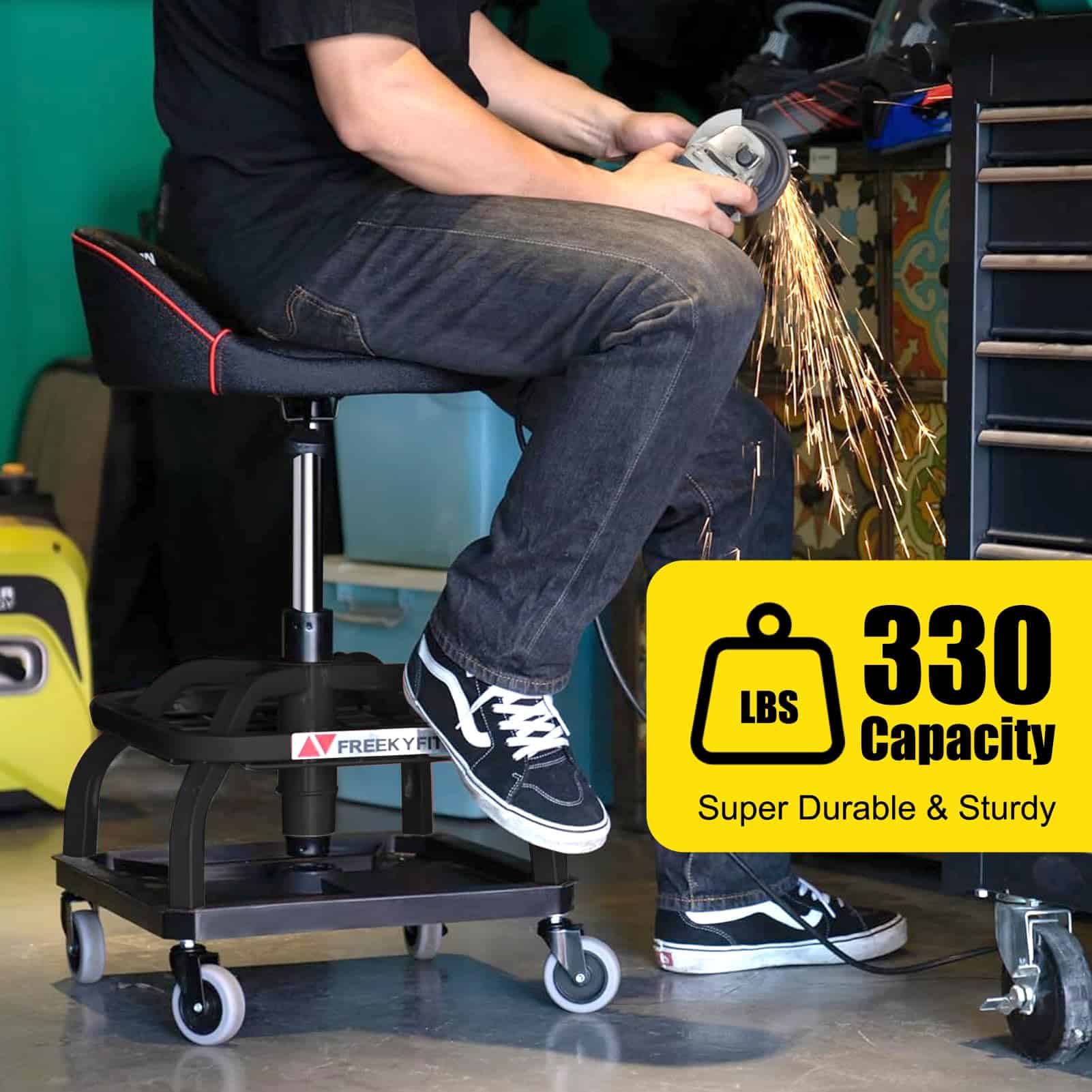 Taburete de Rodillos FreekyFit para Garaje con Ruedas, - Imagen 4