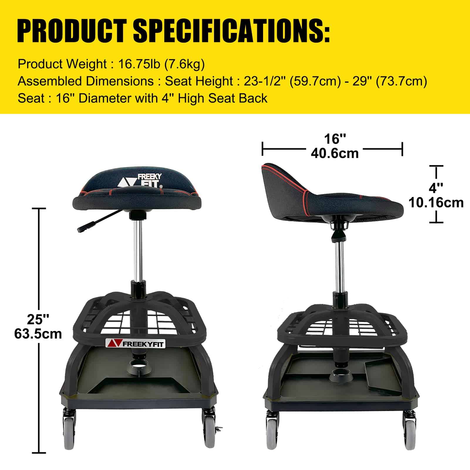 Taburete de Rodillos FreekyFit para Garaje con Ruedas, - Imagen 10
